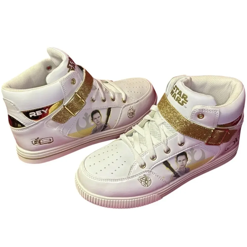NWT Star Wars REY White Gold Hi Top Skechers Sneakers Athletic Shoes Size 6M 8W